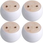 Jeu de 4 pieds de meuble ronds en eucalyptus blanc 8 x 8 x 5 cm pouvant supporter un poids d'environ ...