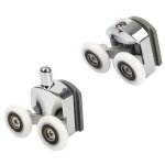 Jeu de 4 roulettes doubles pour parois de douche coulissantes, 2 roues diam�tre 23 mm, alliage de zinc, ...