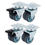 Jeu de 4 roulettes pour meubles 50 mm - roulettes pivotantes avec frein - 2 roulettes avec frein, 2 roulettes ...