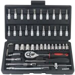 Jeu de 46 cls  cliquet  douille 1 / 4 pouce avec douilles mtriques et rallonge pour rparation automobile ...