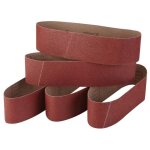 Jeu de 5 bandes abrasives en corindon fin 100 x 915 cm granulométrie 60 / 80 / 120 / 240 / 320 Jeu de 5 bandes abrasives en corindon fin 100 x 915 cm granulométrie 60 / 80 / 120 / 240 / 320