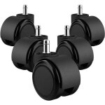 Jeu de 5 roulettes de chaises de bureau 11 mm x 22 mm - roulettes pour sols durs jusqu'� 175 kg - roulettes ...