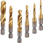 Jeu de 6 tarauds, taraud m3 - m10, taraud m�tallique 1 / 4 pouce, tige hexagonale rev�tue de titane pour ...