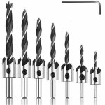 Jeu de 8 forets � bois, foret � fraiser en acier hss, foret � bois haute vitesse avec cl� hexagonale, ...