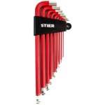 Jeu de 9 cls mles coudes 6 pans 1, 5 - 10 mm, longues, tte sphrique, acier au chrome - vanadium, ...