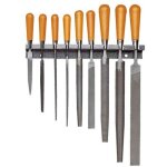 Jeu de 9 limes a manche bois + support facom stu