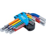 Jeu de cls allen multicolore courtes six pans femelle 1, 5 - 10 mm 9 pices
