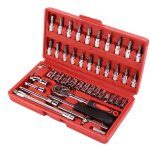 Sjlerst jeu de cl�s � cliquet?kit de cl�s � douille 46 pi�ces / ensemble, cliquet d'entra�nement 1 / ...