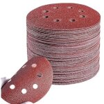 Jeu de disques abrasifs 125 mm - 100 feuilles de papier abrasif rond 8 trous - pour ponceuses orbitales ...