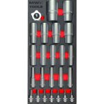 Jeu de douilles et douilles � embouts 1 / 2 - 3 / 8 10 - 36 mm 24 pi�ces module en mousse pour servante ...