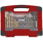 Jeu de forets scies et embouts en titane, 100 pi�ces, 28 forets, hss - tin, jeu d'embouts, valise � outils, ...