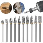 Jeu de fraises rotatives acier carbure de tungstne double tranchant pour outil rotatif, 10 pices tige ...