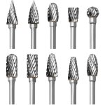 Jeu de fraises rotatives en carbure, 10 pièces double coupe fraises pour dremel accessoires avec tige ... Jeu de fraises rotatives en carbure, 10 pièces double coupe fraises pour dremel accessoires avec tige ...