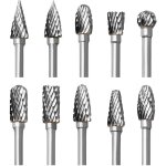 Jeu de fraises rotatives en carbure, 10 pièces double coupe fraises pour dremel accessoires avec tige ... Jeu de fraises rotatives en carbure, 10 pièces double coupe fraises pour dremel accessoires avec tige ...