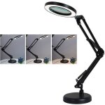 Loupe 5x avec lumire, lampe de bureau  lentille en verre flexible, 3 modes de couleur rglables en ...
