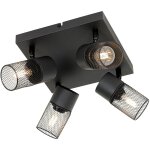 Jim - spot plafond, plafonnier - 4 lumire - l 22 cm - noir - rustique - clairage intrieur - salon ...