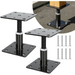 Jiubiaz support de poteau r�glable, hauteur ajustable pour projets bois et jardin 90?150 mm noir 2pcs ...