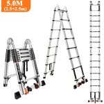 5, 0m chelle tlescopique en aluminium pliante avec 2 roulettes (2, 5m + 2, 5m) chelle escamotable ...