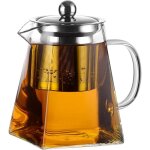 Pot en verre avec passoire en verre avec passoire  th en acier inoxydable 18 / 10 thire en verre ...