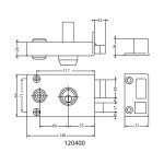 Jpm - serrure 3 points vega horizontal fouillot cylindre de 45mm gauche 504000 18 2a