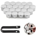 Jusch - 20 pi�ces capuchons d'�crou de roue, 17 mm anti - poussi�re couvercle de jante placage, hexagonal ...