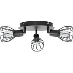 Jusch - plafonnier en mtal 3 spots, e12, 110v, 9, 19 x 9, 30 cm, noir