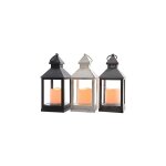 Kaemingk lanterne led en plastique - 24 cm - avec pile - minuteur - gris 894382 Kaemingk lanterne led en plastique - 24 cm - avec pile - minuteur - gris 894382
