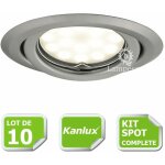 Kit complete de 10 spots encastrable chrome mat orientable marque kanlux avec gu10 led 5w blanc froid ...