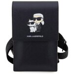 Karl lagerfeld saffiano nft karl & choupette - sac pour smartphone et accessoires (noir)