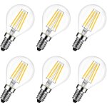 Kcvv - lot de 6 ampoules led e14 6w 2700k - remplace 60w, style de filament de lampe rustique (blanc ...