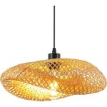 Luminaire plafonnier rtro, chapeau bambou suspension rotin 40cm tissage plafonnier salle de bain e27 ...