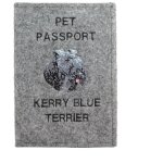 Kerry blue terrier, irish blue terrier - protge passeport pour chien, protge document, cadeau voyage ...