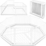 Kiduku barrire de scurit blanc parc bb xxl 7, 2 mtres, pliant, porte inclus,  8 pices, forme ...