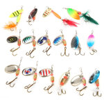 Kit de 16 leurres � paillettes 3. 5g - 5. 5g avec hame�ons triples pour p�che