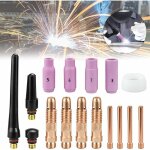 Kit de 16 pcs pince tig buse en cramique casquette torche de soudure tig gaz lentille corps de pince ...
