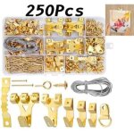 Kit de 250 pi�ces pour suspension de cadres photos et tableaux - crochets, vis, clous, anneaux en d, ...