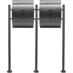 Wiltec - kit 2x bote aux lettres v18 & porte - journaux avec pied de support double, verrouillable, ...