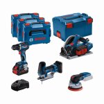 Bosch - kit 4 outils gsr / gkt / gst / gex avec batterie procore 18v 4. 0ah + 2 batteries procore 5. ...