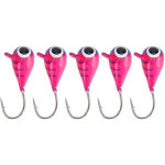 Kit de 5 leurres de p�che sur glace - hame�ons en acier carbone pour perche - app�ts micro 4mm
