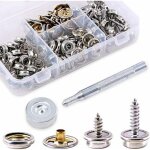 Kit de 60 boutons - pression en toile marine avec vis en m�tal pour bateau, douille avec 2 outils de ...