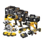 Dewalt ? pack de 7 outils �lectroportatifs 18v avec 3 batteries 5, 0ah ? moteur brushless ? chargeur ...