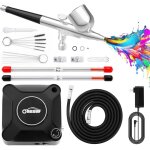 Kit aerographe avec compresseur double action 36 psi buse 0, 2 0, 3 0, 5 mm pour nail, peinture, modelisme, ...