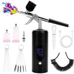 Kit a�rographe sans fil, 38psi r�glable avec compresseur, rechargeable, �cran lcd, tuyau extension, id�al ...