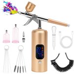 Kit a�rographe sans fil, 38psi r�glable avec compresseur, rechargeable, �cran lcd, tuyau extension, id�al ...