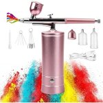 Kit a�rographe sans fil: pistolet a�rographe portable rechargeable avec compresseur pour maquillage, ...