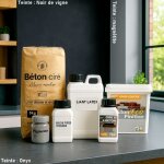 Kit b�ton cir� mobilier 5 m� - r�sistant sur meuble, plan de travail, table, bureau b�ton cir�: noir ...