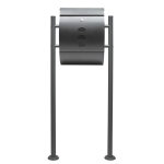 Wiltec - kit bo�te aux lettres sur pied design & porte - journaux v18, verrouillable, gris anthracite, ...
