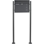 Wiltec - kit bo�te aux lettres v12 avec pied de support, verrouillable, couleur anthracite, acier galvanis�, ...