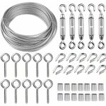 Kit cble mtallique acier inoxydable 30m / 2mm - tendeur fil robuste m5, rouleau de fil de clture, ...