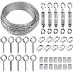 Kit de c�ble m�tallique en acier inoxydable de 5 m / 2 mm avec tendeur de fil robuste m5, kit de rouleau ...